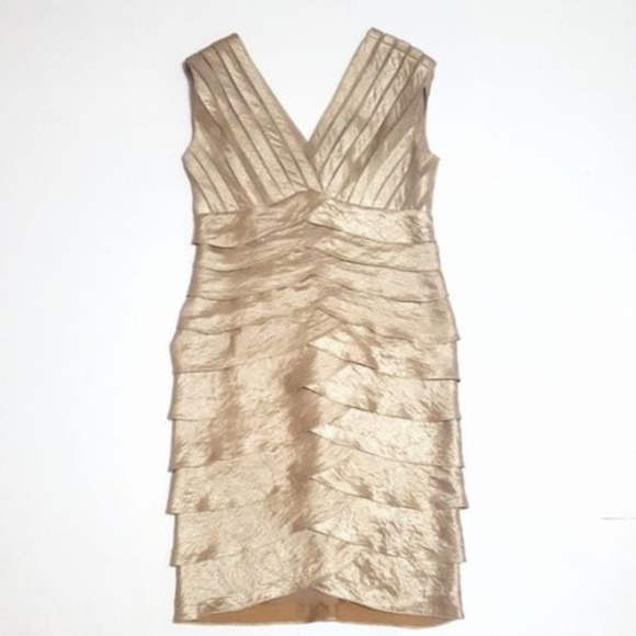 Adrianna Papell Dresses & Skirts - Adrianna Papell Champagne Gold Cocktail Dress 10